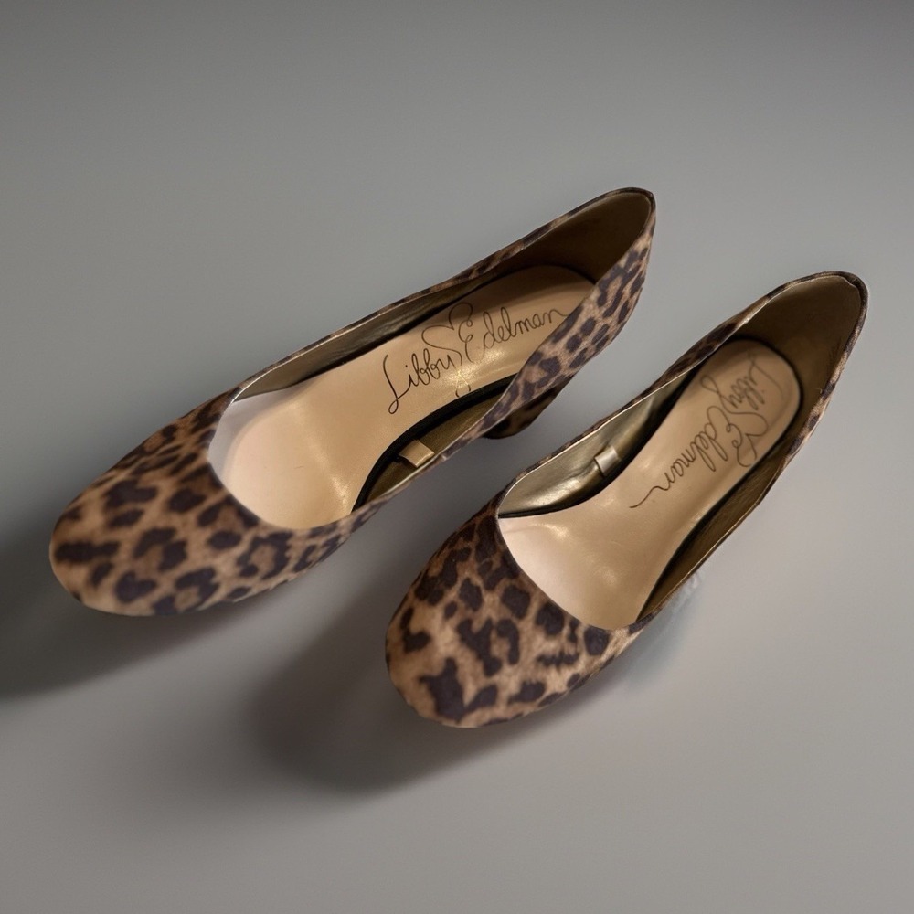 Libby Edelman Jenna Block Heel Pump Leopard Print Women's Size 10